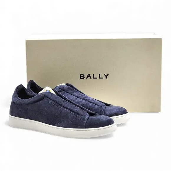 Bally Crest Romy Suede Slip-On Sneakers Navy Blue - NWB $400 - Picture 1 of 7